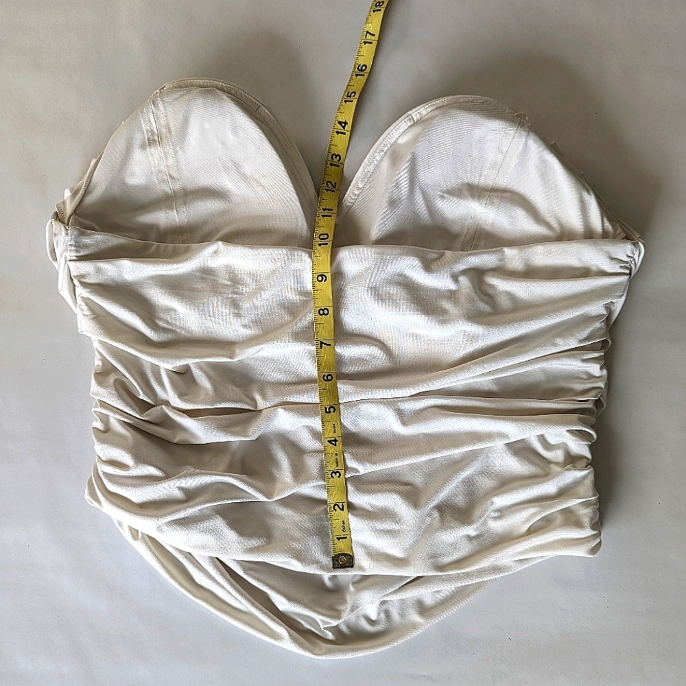 Express White Strapless Ruched Sweetheart Top - Picture 7 of 9